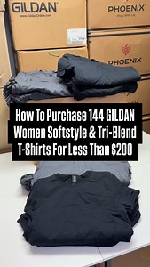 144 GILDAN Women’s Tees for Under $200 🤯 | Wholesale Blanks Without a License If you’re running a t-shirt business, boutique, brand, or doing bulk orders… this is a MUST-KNOW wholesale blank apparel move 👀 Here’s how to get a full case of 144 GILDAN women’s t-shirts for under $200 without a wholesale license ⬇️ 🧾 What to order: • 72 GILDAN Women Softstyle tees (Black) • 72 GILDAN Women Triblend tees (Heather Grey) 💡 Why this deal is crazy: ✔️ Softstyle Triblend = premium feel ✔️ Perfect for 