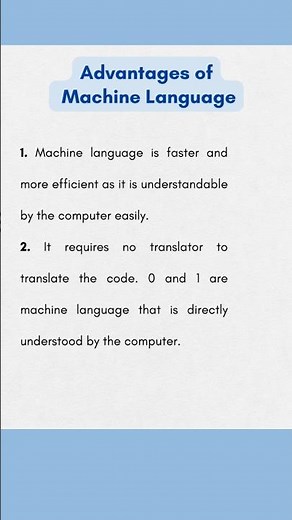 Advantages of Machine Language | Computer Fundamentals |