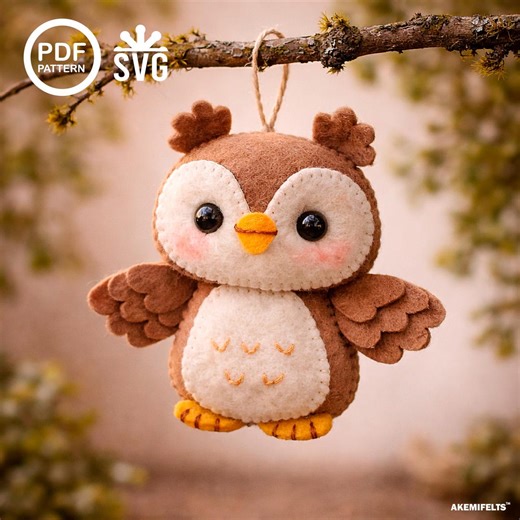 Woodland Owl Ornament Felt Sewing Pattern PDF + SVG – Easy DIY Nursery Decor – Felt Plush Animal Pattern - Etsy