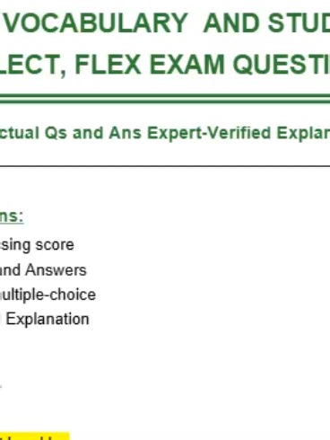 PDF Download FREE ENGLISH VOCABULARY AND STUDY GAMES ABOUT FLECT, FLEX EXAM QUESTIONS Actual Qs and Ans Expert-Verified Explanation This Exam contains: -Guarantee passing score -10 Questions https://www.learnexams.com/study-content/free-english-vocabulary-and-study-games-about-49998