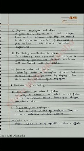 Class 12 Business studies | Controlling handwritten notes |CBSE |NCERT | COMMERCE#2025 #shorts