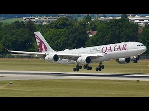 4K | Qatar Amiri Airbus A340-500 A7-HHH landing & takeoff at Geneva/GVA/LSGG