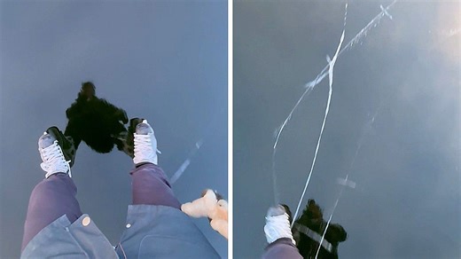 Skating on cracking ice turns into a tense test of nerves