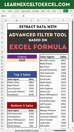 Excel Filter Tool with Formula Tutorial