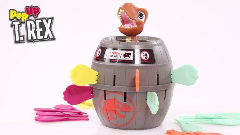 TOMY Pop Up T-Rex Board Game - Family and Preschool Kids Games for Family Game Night - Kids Activities and Jurassic World Toys - 2-4 Players - Ages 4 Years and Up