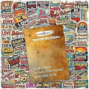 310Pcs Motivational Inspirational Quote Stickers - Encouraging Positive Affirmation for Teens Adults Students Teacher Employees, Vintage Retro Style Vinyl Decals for Scrapbook Laptops Water Bottles