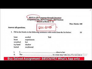 BEGLA 137 Solved Assignment 2024-25 | BEGLA 137 Handwritten Assignment 2025 | BEGLA 137 Assignment