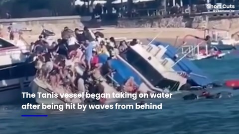 Terrifying moment tourist ferry sinks and capsizes off coast of Bali