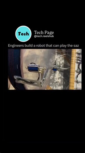 Tech page on Instagram: "Turkish engineers have created a robotic system capable of playing the saz, a traditional string instrument. The robot uses precise servo motors and programmed sequences to pluck and press strings, mimicking human performance. This innovation blends mechatronics and music, showing how robotics can preserve and modernize cultural art forms through engineerin and automation. Love technology? Follow @tech.reelshub #robotics #engineering #innovation #music #technology #autom