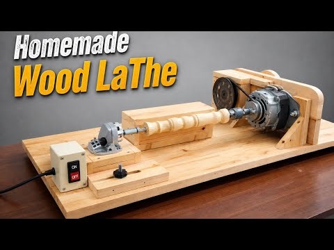 Homemade Wood Lathe Using an Old Washing Machine Motor | DIY Woodworking