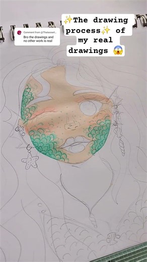 The drawing process of my mermaid/siren drawing! #art #real #artist #mermaid #draw #shorts #fyp