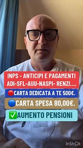 67K views · 1K reactions | 1’ PARTE - pagamenti anticipi e aumento pensioni istat #cartaspesa #INPS #pensioni #bonus #adi #governo #SFL #PAGAMENTO #Naspi #family | nicoiodice_official | Facebook