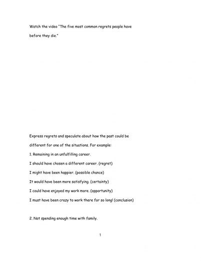 Using Perfect Modals worksheet