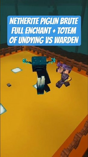 Netherite Piglin Brute Full Enchant Plus Totem Of Undying VS Warden Minecraft