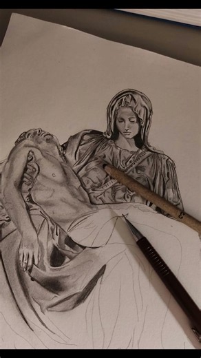 Realistic Pietà drawing #catholic #faith #freigilson #art #jesus