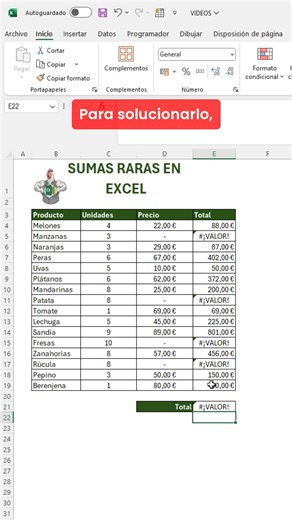Como hacer sumas en excel con errores #Excel #office #tutorial | El Pollo Excel-ero