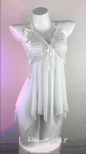 White Butterfly Sheer Babydoll Lingerie Try-On ✨ Sexy White Chemise