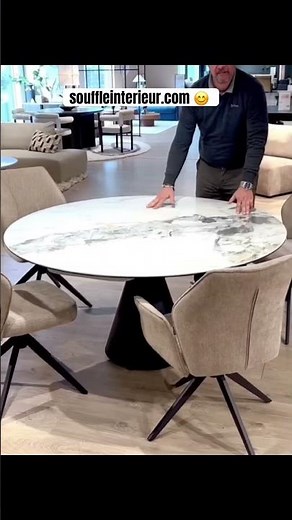 Table à manger extensible céramique effet marbre Akante - souffleinterieur.com
