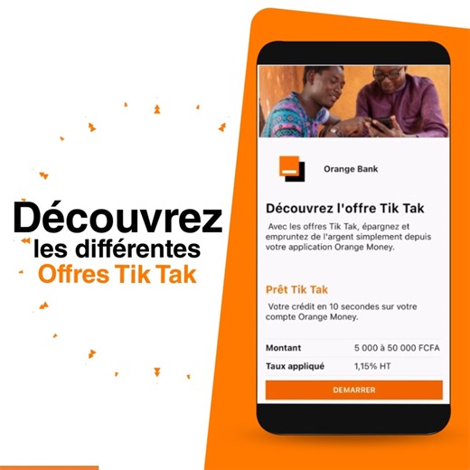 Famille Orange Bank, Voici comment souscrire à Tik Tak en vidéo. Bientôt, vous recevrez une série de tutos pour expliquer le parcours d'inscription, de demande de prêt et d’épargne en français, baoulé, bété, dioula, agni, sénoufo, yacouba. 👉🏾 Regardez les tutos, partagez-les au maximum dans vos réseaux durant toute la semaine, et gagnez des lots... 👉🏾 A chaque nouvelle vidéo, des cadeaux pour les 03 personnes qui partagent le plus. PS : Taguez la page Orange Bank CI à chaque partage et invit