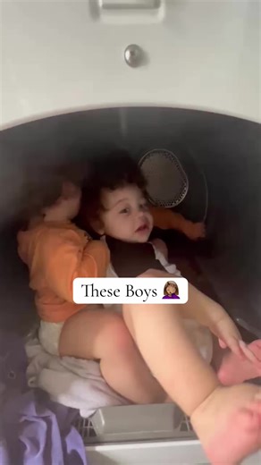 These boys organized a heist to escape the living room and all climb into the dryer that was apparently left open… no children were harmed in the making of this video! #tripletboys #mischief #positivevibesonly