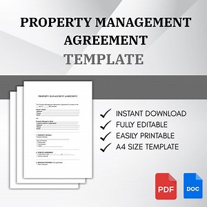 Property Management Agreement Template | Landlord Tenant Contract (PDF & DOC) - Etsy