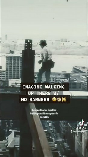 Iron worker walking on steel beam with no harness construction of skyscrapers #safetyfirst