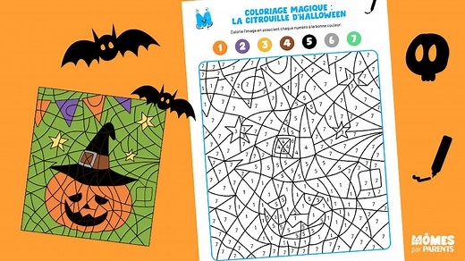 Coloriage magique : la citrouille d'Halloween