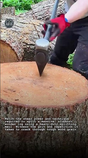 Splitting A Massive Log With A Maul #worker #process #woodsplitting #firewood #outdoors
