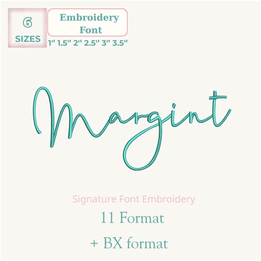 Margint Font Girly Satin Font Cursive Embroidered Font, Satin Stitch Satin Border Embroidery Font Design, 6 Sizes, 11 Formats   BX Font - Etsy
