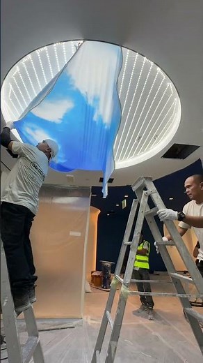 Translucent Stretch Ceiling with Graphic Print & Backlight | Installation Process