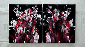 Simple DOUBLE DIP ~ DIPTYCH Acrylic painting ~ No brush painting