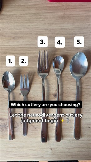 Dr. Janina | ADHD Coach | Psychologist | ADHD Expert on Instagram: "🥄🍴✨ Let the Neurodivergent Cutlery Judgment begin! My neurodivergent friends know the struggle of finding just the right cutlery 😅 Which cutlery are you picking, and which one are you definitely skipping? 💛 #Neurodivergent #Neurodiversity #SpoonTheory #NeurodivergentLife #ADHDCommunity #AutisticAndProud #NeurodivergentHumor #NeurodivergentSupport #DisabilityAwareness #NeurodivergentCreativity #ADHDHumor #NeurodivergentCommun