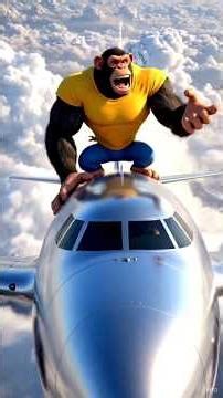 Monkey vs Airplane Adventure | Flying to Surprise His Daughter | Hindi Cartoon Story"#monkeycartoon