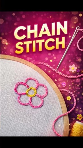 Easy Chain Stitch Embroidery| Beginner Friendly Stitch Tutorial #shorts#viral#chainstitchembroidery