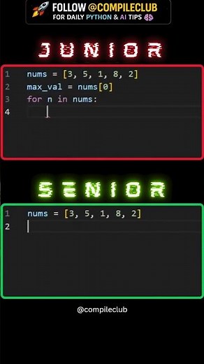 🚀 Python Has a Smarter Way to Find the Largest Number! 🐍 #python #coding #ai #softwarearchitect #gd