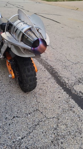 Starting up the Jet Powered Scooter before my shoot. This was a very insane project a ton of work and fabrication and I thought that the scooter was going to feel a lot scarier than it did, especially when I did the top speed run which I sort of cut short when I got the death wobble on the front wheel. Definitely check out the full video on my YouTube channel Link in Bio. Tell me what you think. #jet #jetengine #jetpower #scooter #electricscooter #evscooter #jetscooter | Warped