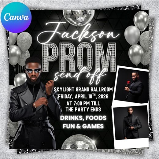 Prom Send off Flyer, DIY Prom Flyer, Prom Canva Template, Prom Send Off, Prom Send off Event, Editable, DIY Canva, Instant Download - Etsy