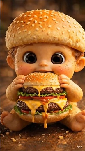 Cute Boy Eat A Burger 🍔 ll #cartoonkids #kidsvideo #kidsshorts #burger