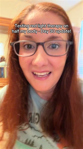 Day 30 of testing red light therapy on half of my body to see if it works. 1. Still seeing an awesome reduction in joint pain. 2. I think I’m seeing some skin and cellulite changes too - let me know what you think! #redlighttherapy #womeninstem #experiments