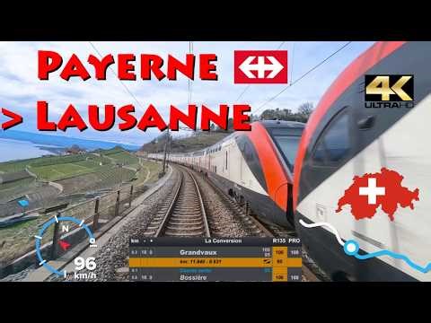 CAB RIDE 4K 🇨🇭 Payerne - Moudon - Palézieux - Lausanne R8 / La Broye / Broyelinien - Domino CFF SBB