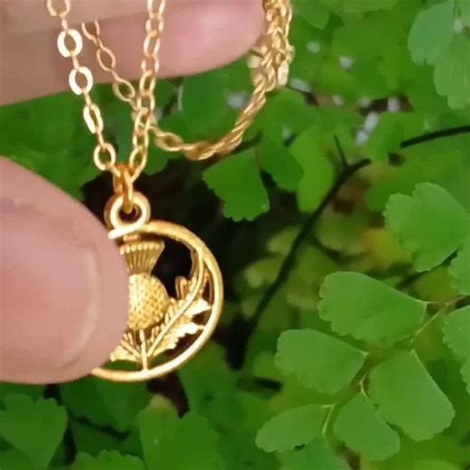 Antiqued Gold Thistle Pendant Necklace: Scottish Celtic Jewelry - Etsy