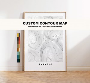 Custom Contour Map - Any Mountain/peak, Any Country - Different Colours Available - Custom Text Options - Gift for Hiker - Topographic Map - Etsy