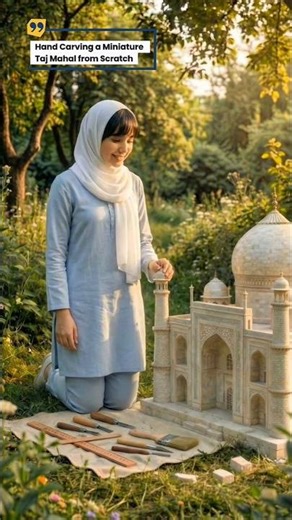 Hand Carving a Miniature Taj Mahal From Scratch #tajmahal #islamicart #miniaturemosque #mosque