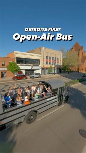 Experience the first open-air bus in Detroit. @motownboogiebus with the pickup spot at @detroit_shipping Book your tour now and let the good times roll. Follow @motownboogiebus for all the beats and updates. 🚌💃 #MotownBoogieBus #DetroitVibes FPV: @t_fairbanks Edit: @wayup_media #fpv #drone #detroit #events #michigan #tourdetroit | WayUp Media