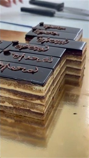 Perfect Opera Cake Slices | Clean Layers & Mirror Glaze Finish ✨🍫