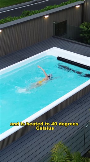 So cool! This pool is 6 meters long, 2.5 meters wide, and 1.6 meters deep. It can be placed in a garden or basement. It has 12 levels and is heated to 40 degrees Celsius. I can swim for two hours every day. #acrylicswimmingpool #smartconstant-temperatureswimmingpool #villaswimmingpool #hotelswimmingpool #infinipool #swimmingpool #villadecoration #endlesspool #Factorydailylife #infinityswimmingpool | Fspahottub-us