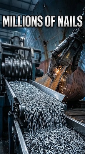 Inside the High-Speed Nail Production Machine #engineering #factory #satisfying