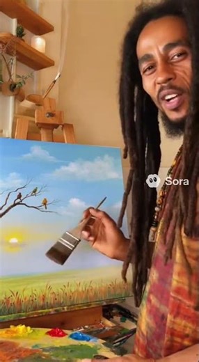 Bob painting#bobrosspainting#bobmarley#threelittlebirds#artificialintelligence #generativeai#Marley#
