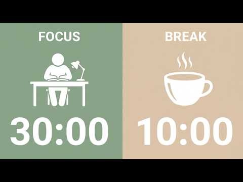 30/10 Green Noise Pomodoro Timer 🍃 4-Hour Calm Focus & Productivity