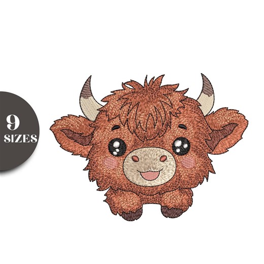 Baby Highland Cow Embroidery Designs: Farm Animal Machine Files (9 Sizes) - Etsy